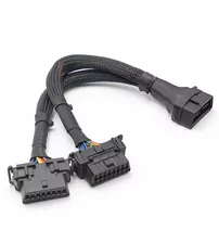 Cablu prelungitor 2 in 1 OBD2 16 Pini, 30cm, 2 mufe mama, 1 mufa tata