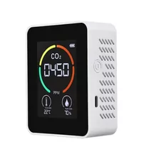 Detector de calitate a aerului, afișaj temperatură și umiditate, detector CO2, Alb