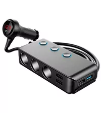 Incarcator auto 3 porturi USB, 1 port QC3.0, 3 prize bricheta, afisaj LED
