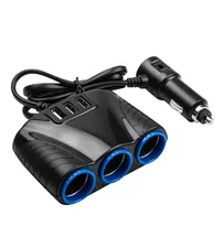 Incarcator auto cu 3 porturi USB (3.1A) si 3 prize pentru bricheta, compatibil cu alimentare 12–24V.