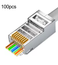Set 100buc conectori modulari RJ45 Cat6e, tip pass-through, ecranat, STP