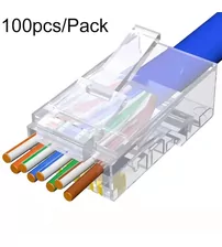 Set 100buc conectori modulari RJ45 Cat6e, tip pass-through, UTP