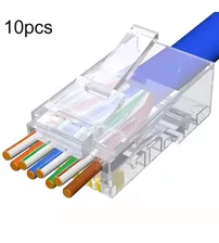 Set 10buc conectori modulari RJ45 Cat6e, tip pass-through, UTP