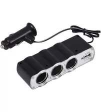 Splitter priza auto, 3 x soclu bricheta si 1 USB, WF-0120, negru